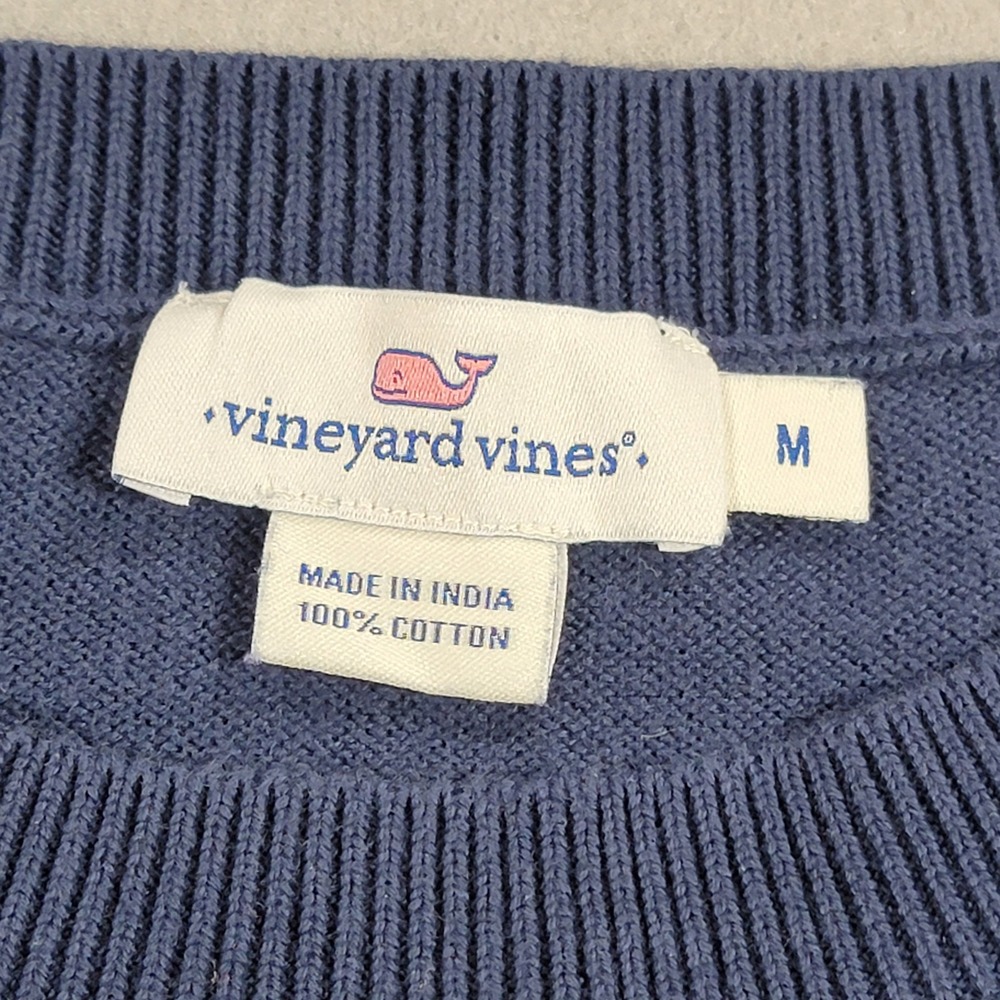 Vineyard Vines Sweater Whale Print Ruffle Shoulder Navy Preppy Women's Medium - Picture 5 of 9